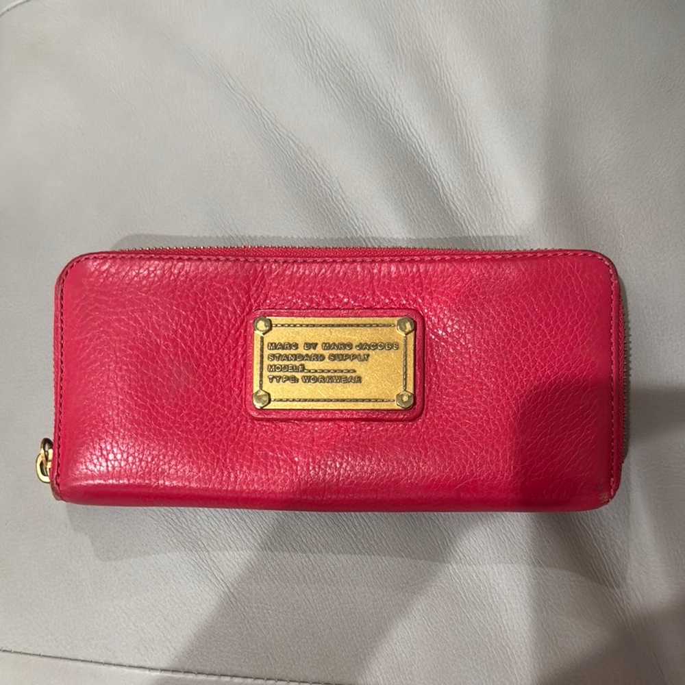 Marc Jacobs Red Pebbled Leather Wallet